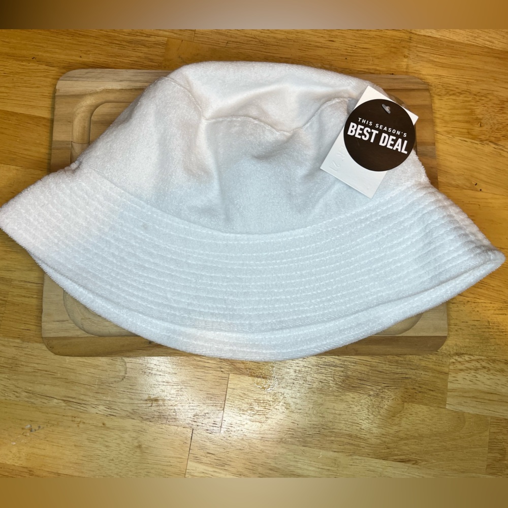 White Terrycloth Bucket Hat